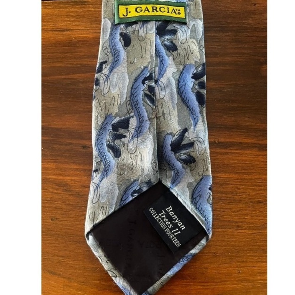 J. Garcia Necktie Men OS Blue Banyan Trees II Collection Fourteen Silk Art